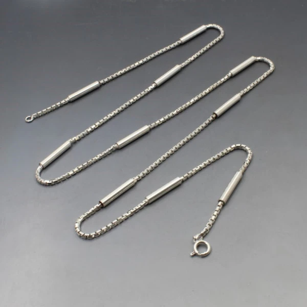 vintage◯Italy silver short necklace◯925 DIAGONAL 925 Sterling Silver Vintage Italy Celtic Chain